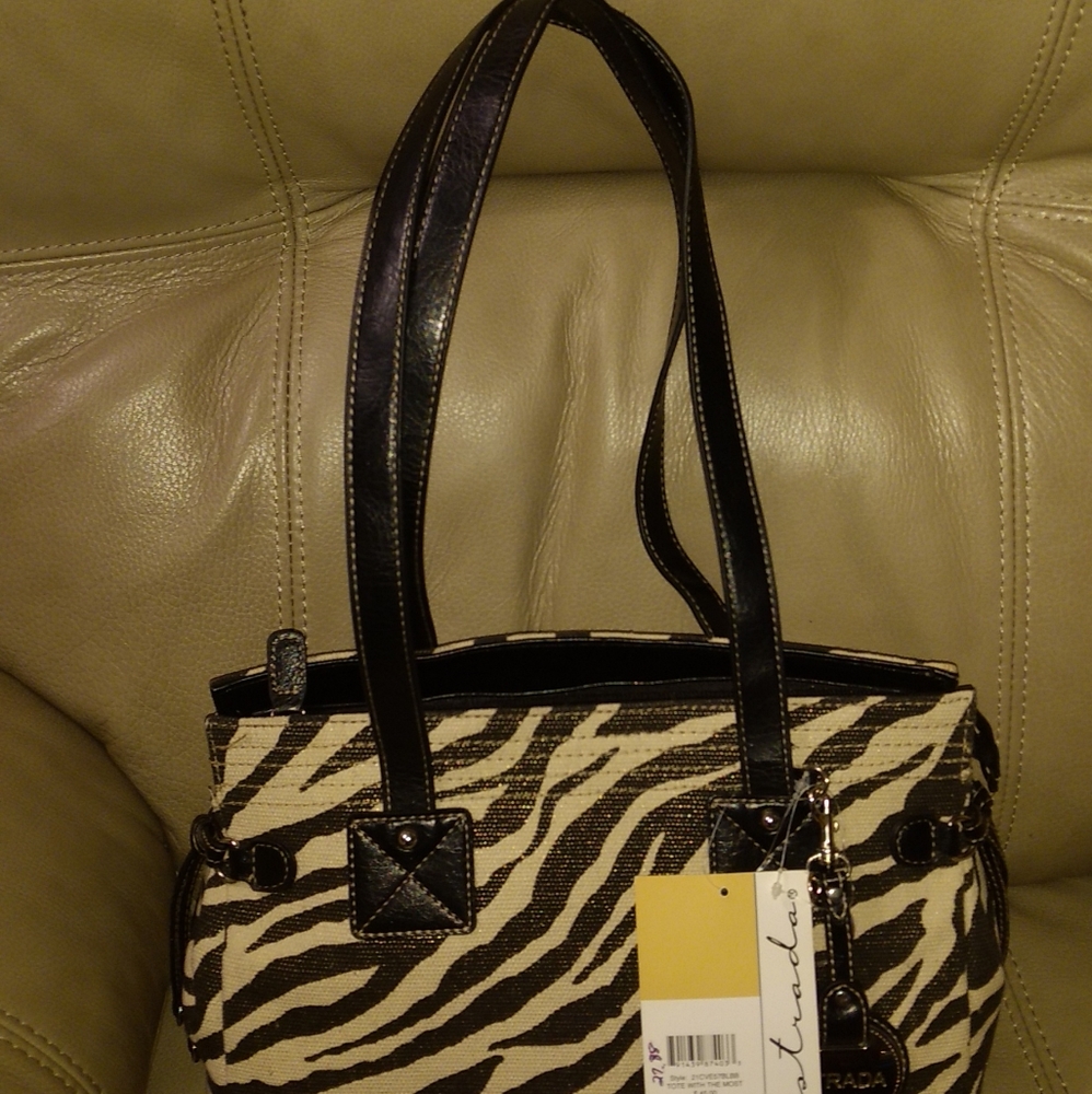 Strada  Zebra Handbag with bonus keychain